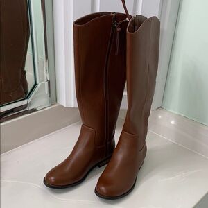 Brown Leather Knee-High Boots